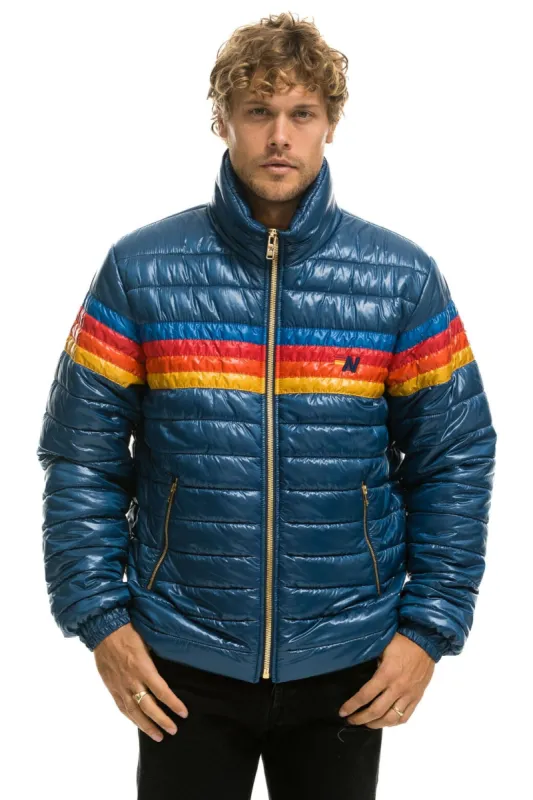 4 STRIPE TRAVELER JACKET - GLOSSY DEEP BLUE sold by Aviator Nation