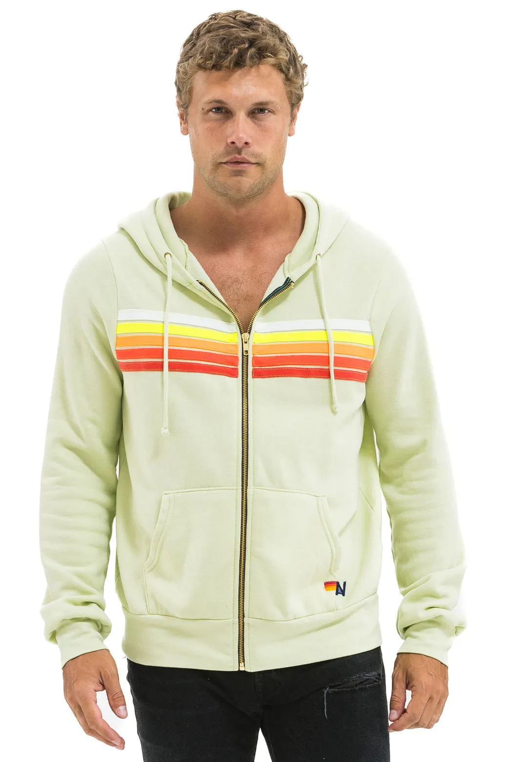5 STRIPE HOODIE - LIME CREAM // WHITE NEON sold by Aviator Nation product image thumbnail 2