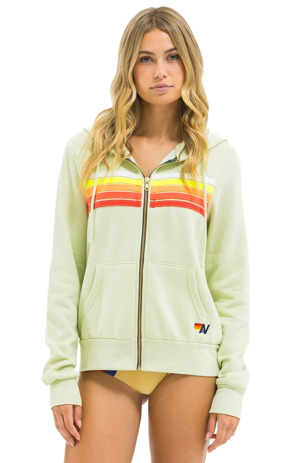 5 STRIPE HOODIE - LIME CREAM // WHITE NEON sold by Aviator Nation product image thumbnail 3