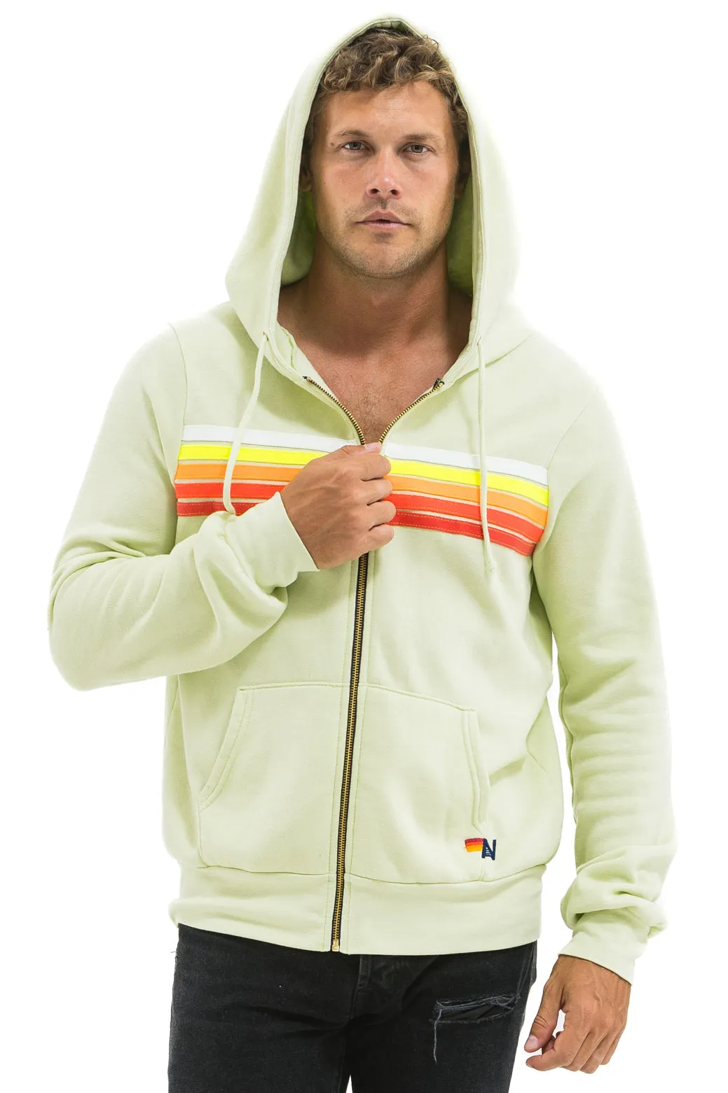 5 STRIPE HOODIE - LIME CREAM // WHITE NEON sold by Aviator Nation product image thumbnail 4