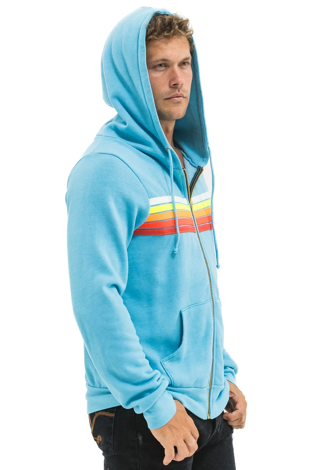 5 STRIPE HOODIE - AQUA // WHITE NEON sold by Aviator Nation product image thumbnail 4