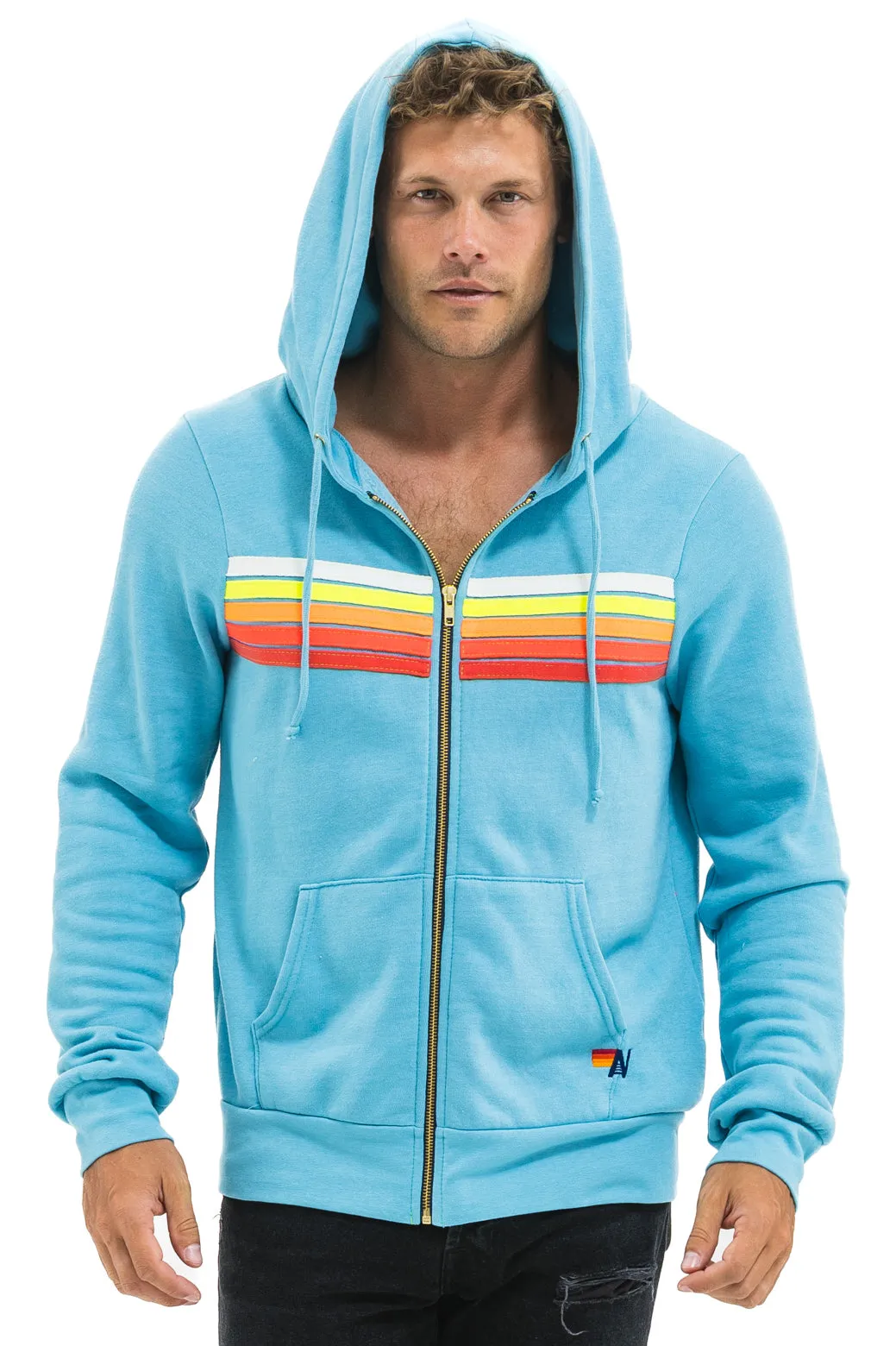 5 STRIPE HOODIE - AQUA // WHITE NEON sold by Aviator Nation product image thumbnail 2