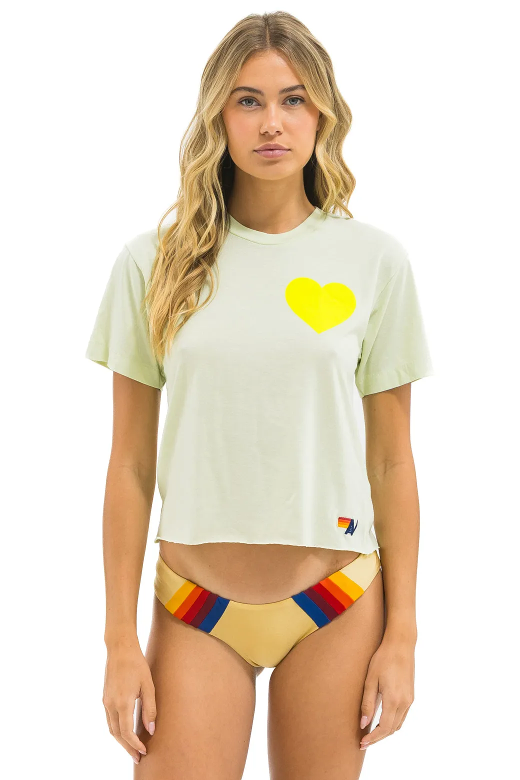 HEART PRINT BOYFRIEND TEE - LIME CREAM // NEON YELLOW sold by Aviator Nation