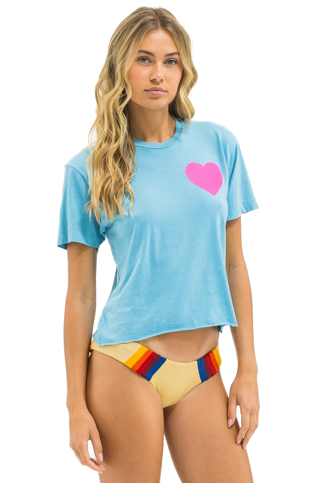 HEART PRINT BOYFRIEND TEE - AQUA // NEON PINK sold by Aviator Nation product image thumbnail 4