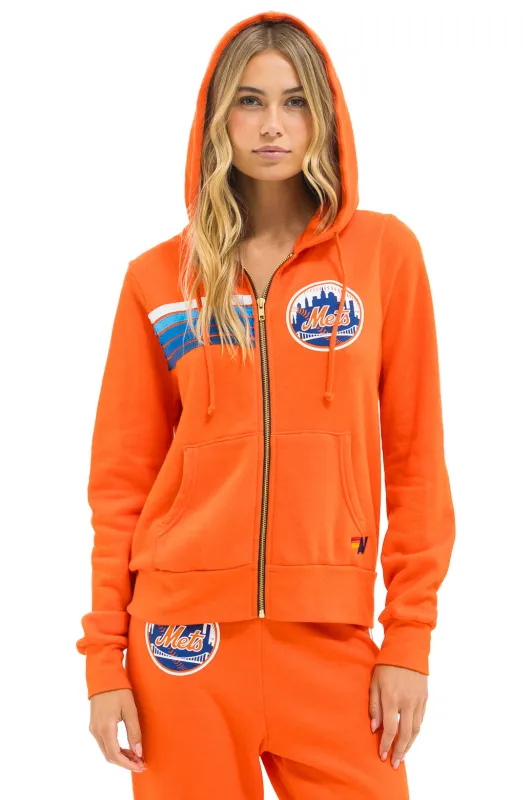 NY METS 5 STRIPE ZIP HOODIE - ORANGE // BLUE sold by Aviator Nation