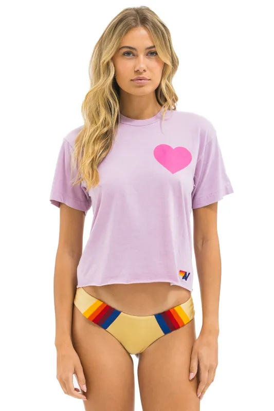 HEART PRINT BOYFRIEND TEE - MAUVE // NEON PINK sold by Aviator Nation