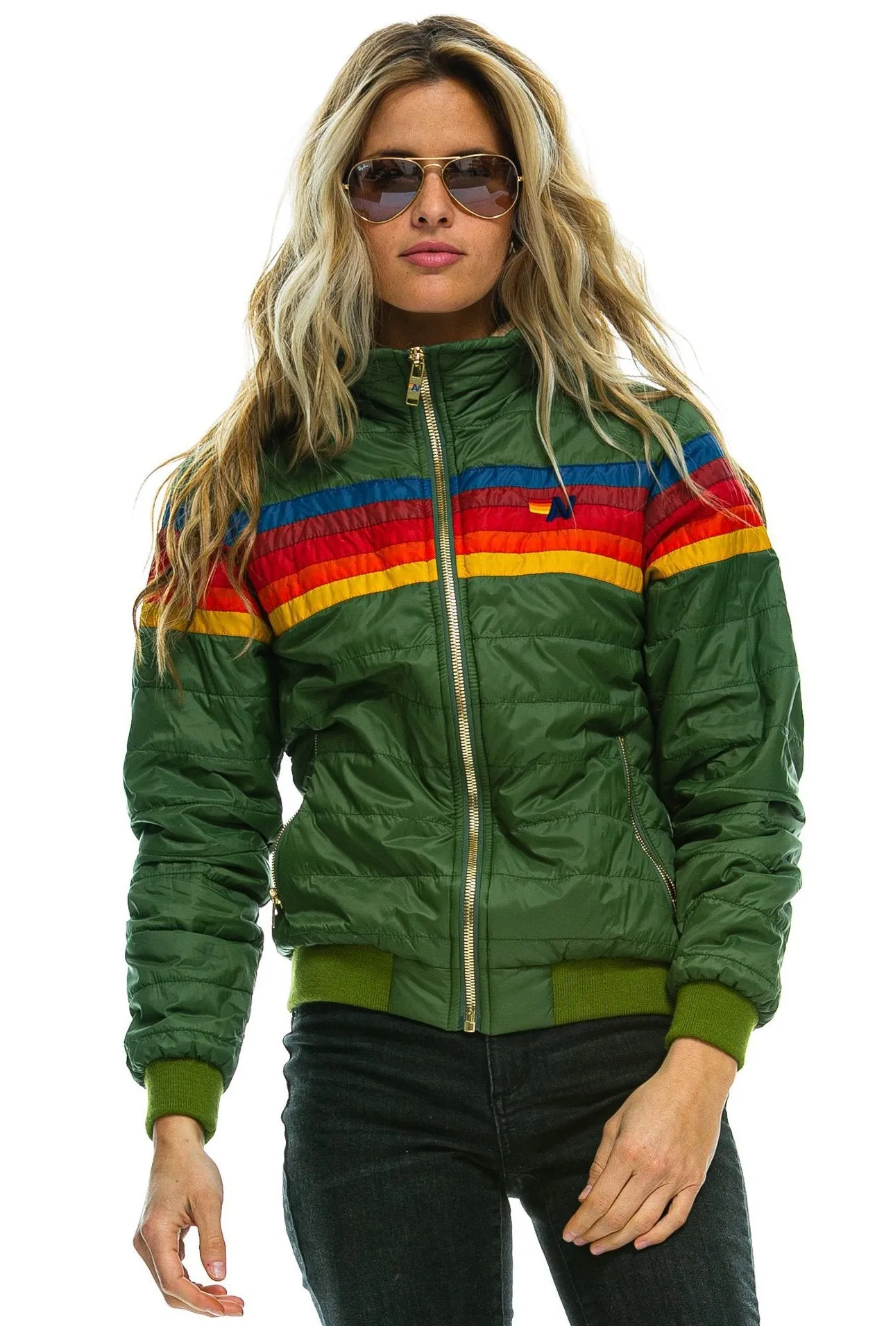 5 STRIPE JACKET - GARDEN GREEN sold by Aviator Nation product image thumbnail 2
