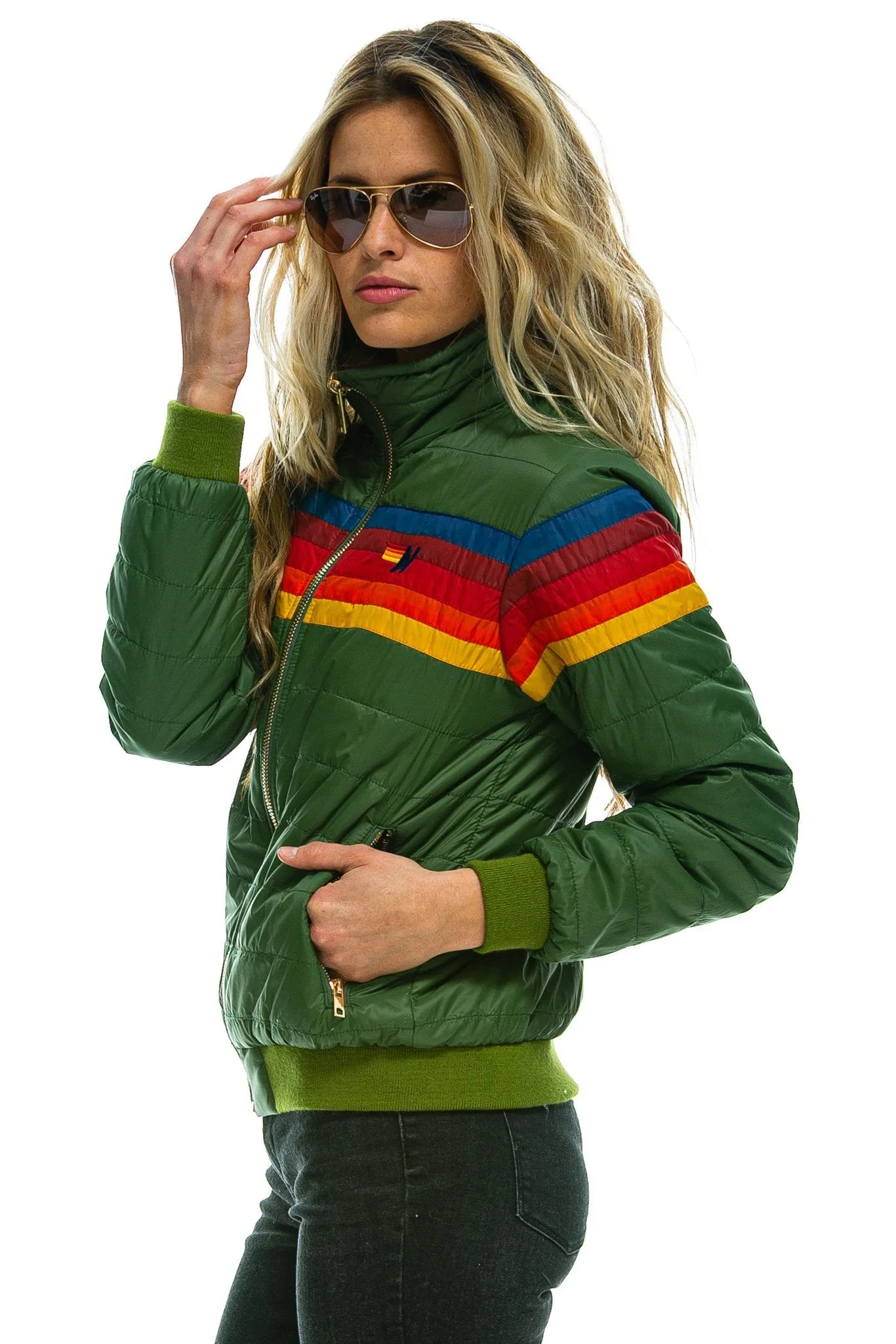 5 STRIPE JACKET - GARDEN GREEN sold by Aviator Nation product image thumbnail 5