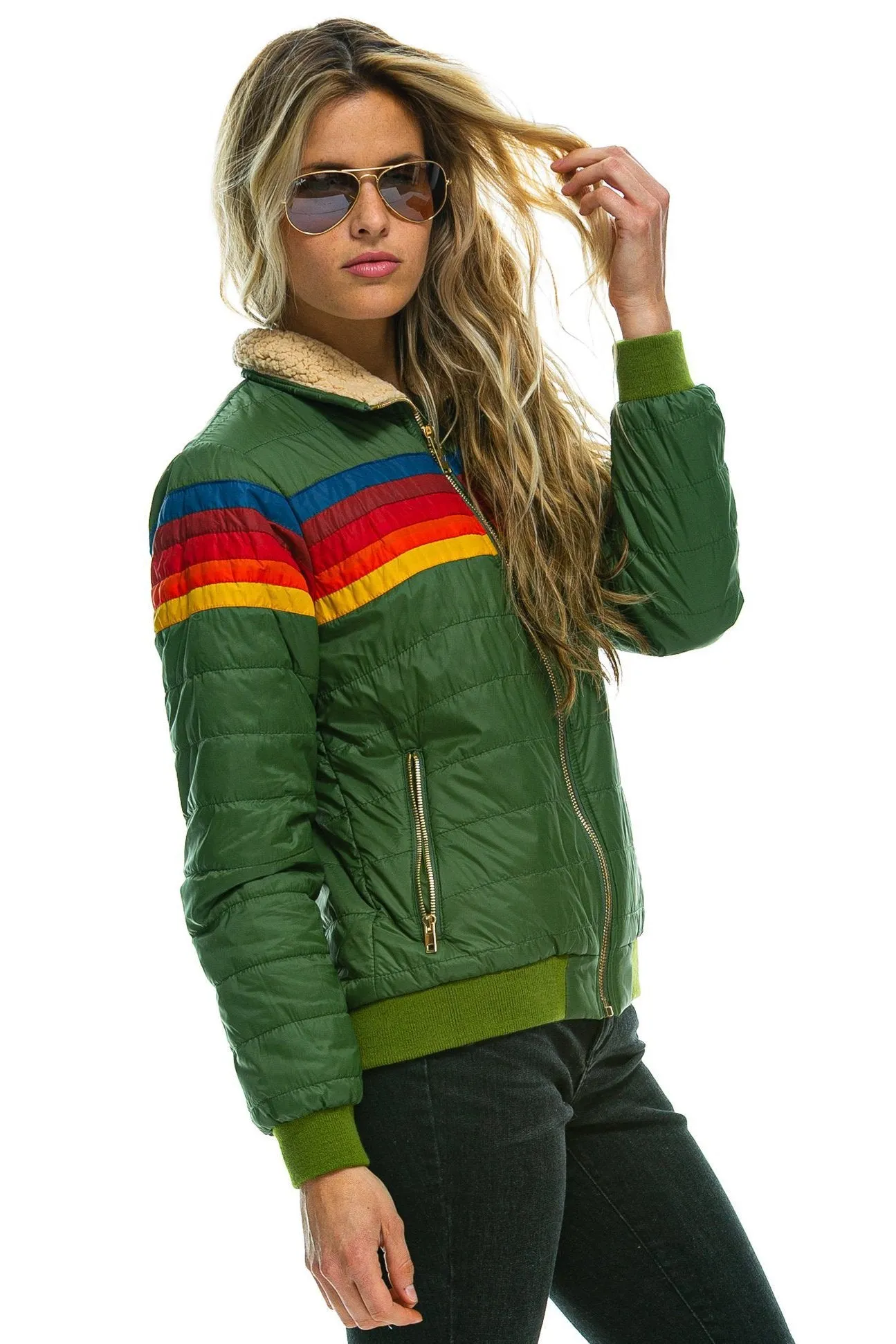 5 STRIPE JACKET - GARDEN GREEN sold by Aviator Nation product image thumbnail 3