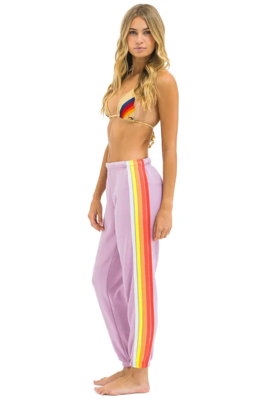 5 STRIPE SWEATPANTS - MAUVE // WHITE NEON sold by Aviator Nation