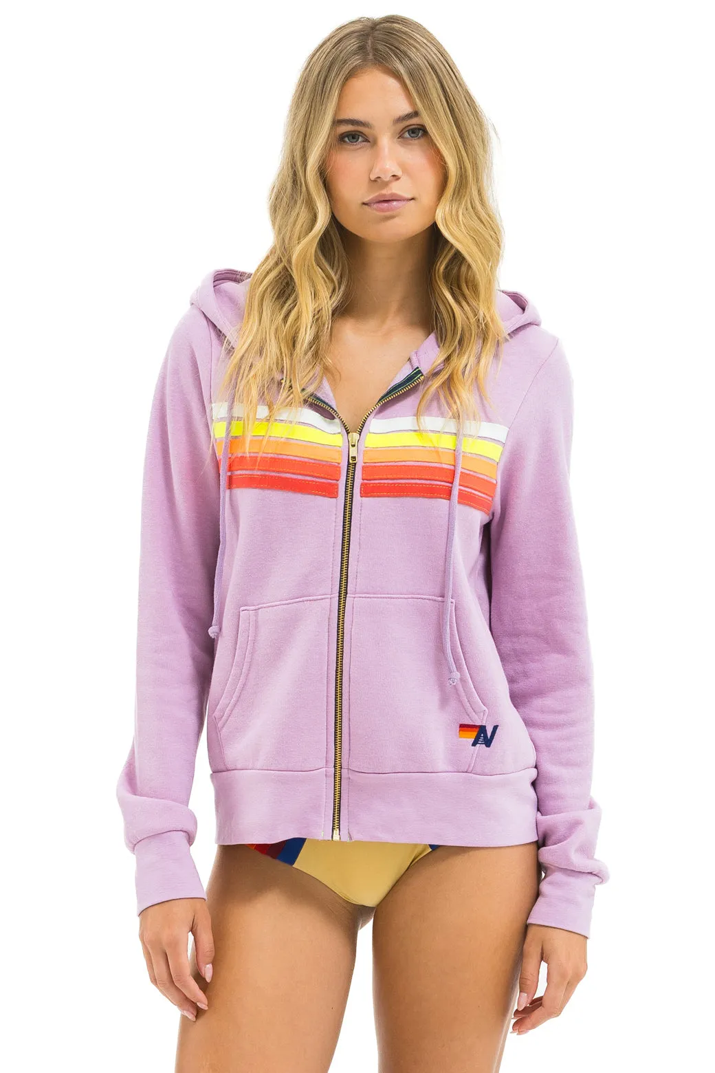 5 STRIPE HOODIE - MAUVE // WHITE NEON sold by Aviator Nation product image thumbnail 2