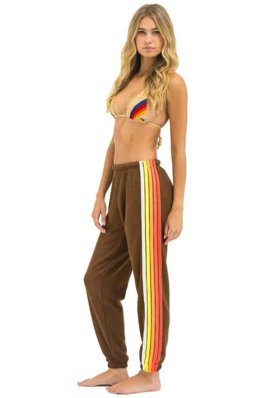 5 STRIPE SWEATPANTS - CHOCOLATE // WHITE NEON sold by Aviator Nation