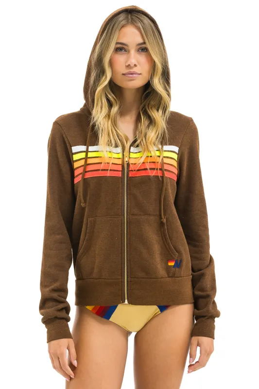 5 STRIPE HOODIE - CHOCOLATE // WHITE NEON sold by Aviator Nation