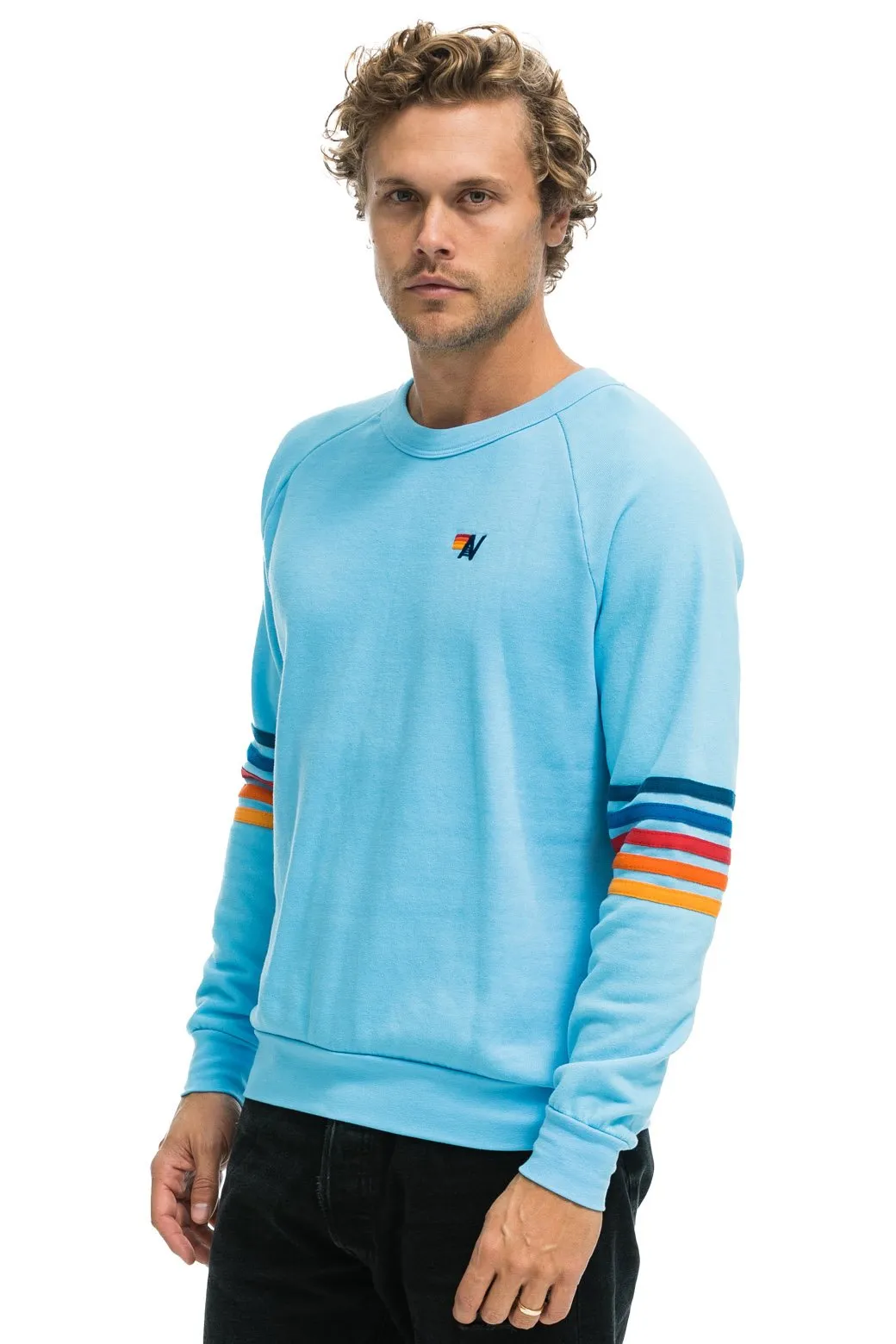 RAINBOW STITCH SLEEVE CREW SWEATSHIRT - SKY 2 sold by Aviator Nation product image thumbnail 2