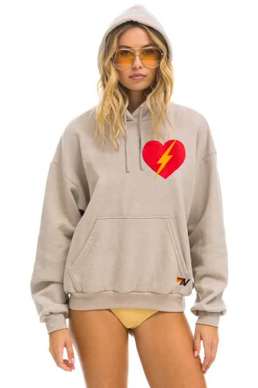 BOLT HEART PULLOVER RELAXED HOODIE - SAND sold by Aviator Nation