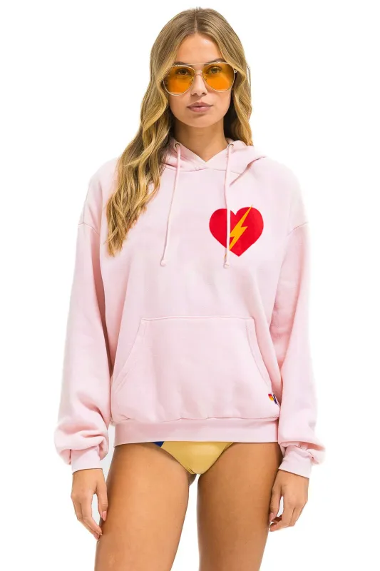 BOLT HEART PULLOVER RELAXED HOODIE - LIGHT PINK sold by Aviator Nation