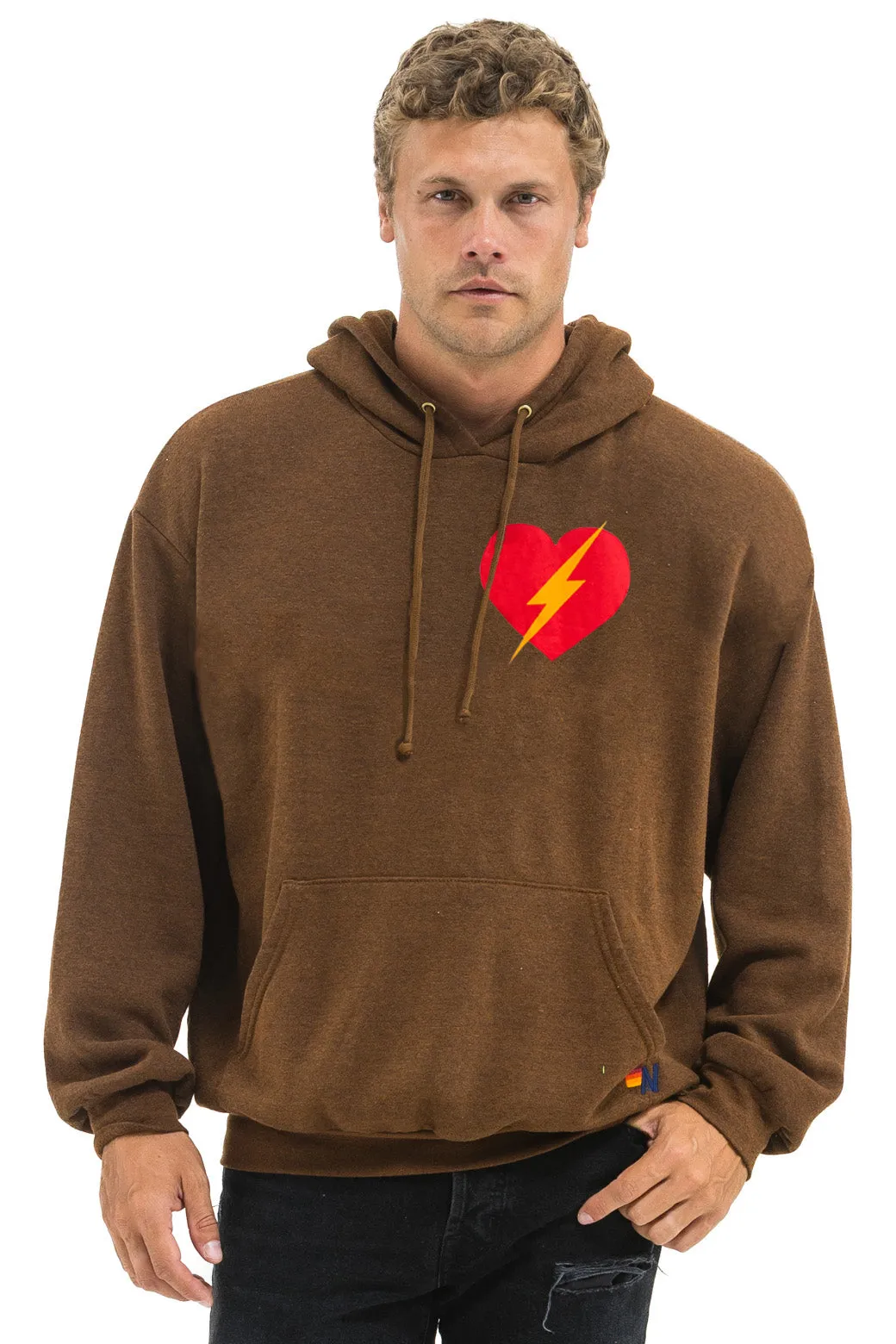 BOLT HEART PULLOVER RELAXED HOODIE - CHOCOLATE sold by Aviator Nation product image thumbnail 2