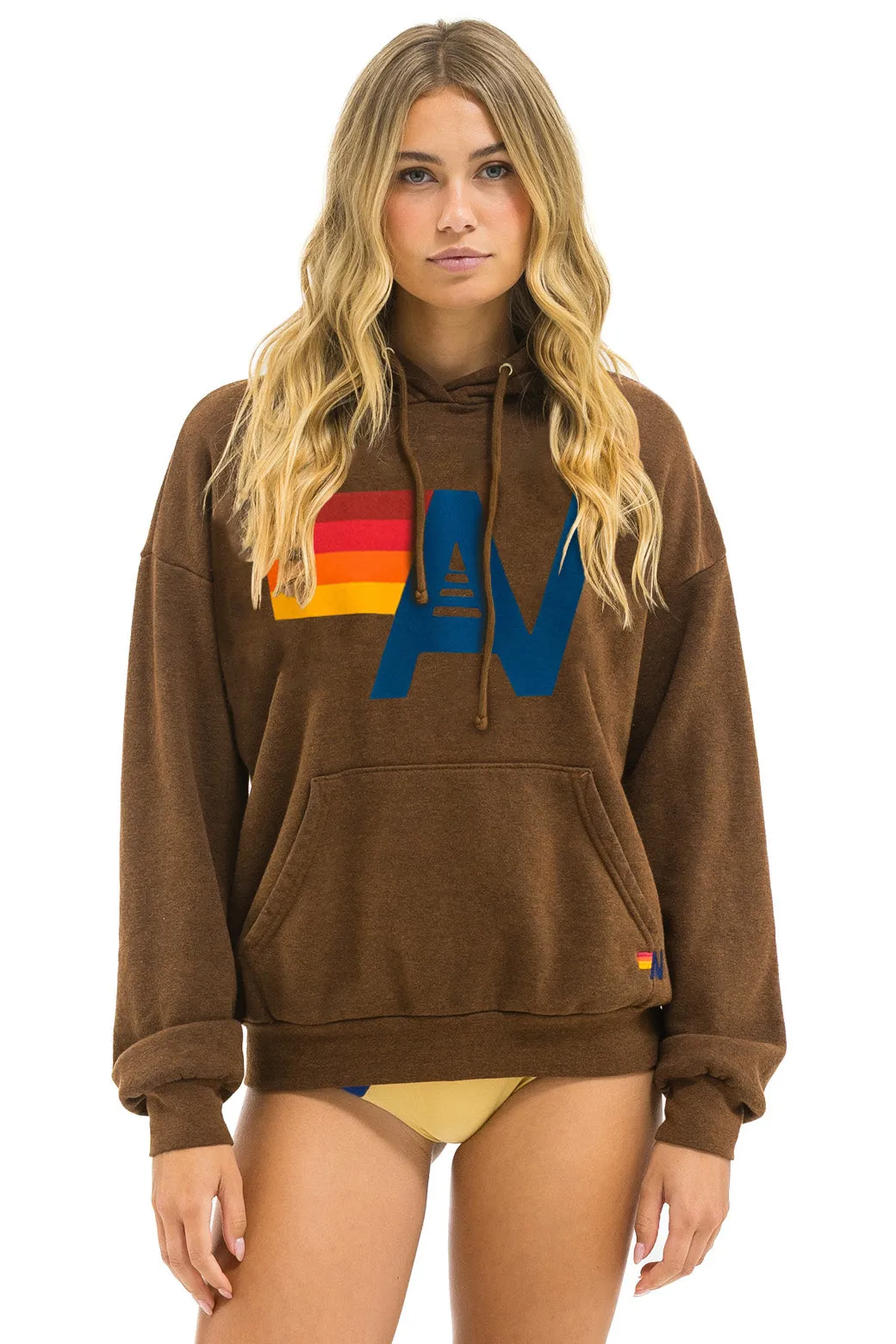 LOGO PULLOVER RELAXED HOODIE - CHOCOLATE sold by Aviator Nation