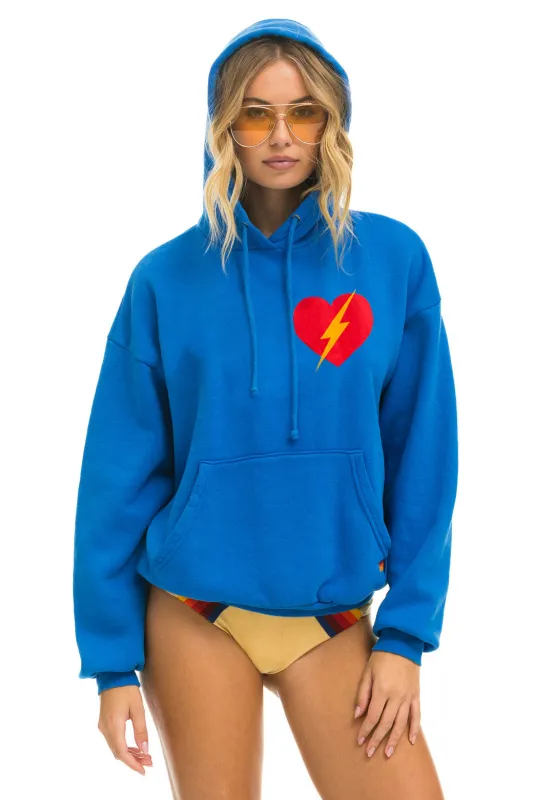 BOLT HEART PULLOVER RELAXED HOODIE - ADVENTURE BLUE sold by Aviator Nation