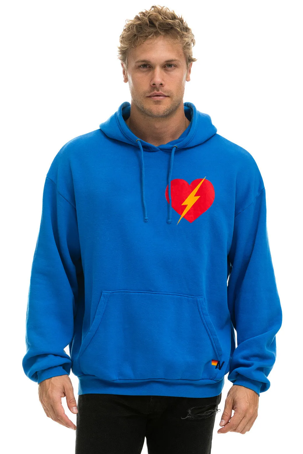 BOLT HEART PULLOVER RELAXED HOODIE - ADVENTURE BLUE sold by Aviator Nation product image thumbnail 2