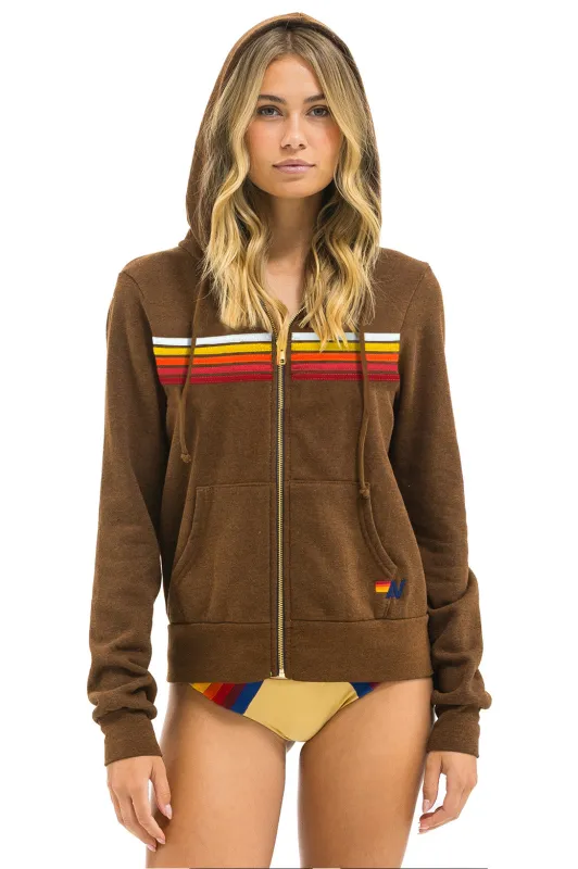 5 STRIPE HOODIE - CHOCOLATE // RAINBOW WHITE sold by Aviator Nation