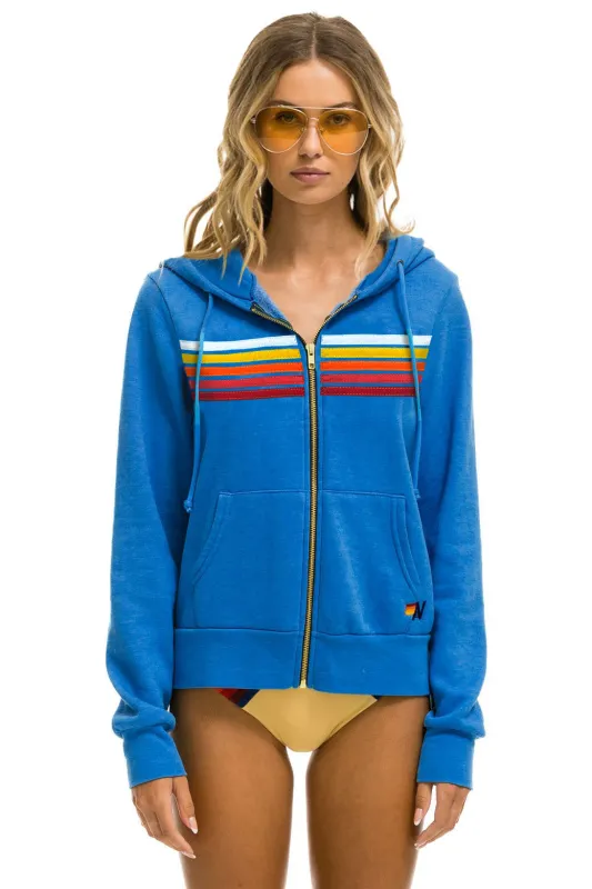 5 STRIPE HOODIE - ADVENTURE BLUE // RAINBOW WHITE sold by Aviator Nation