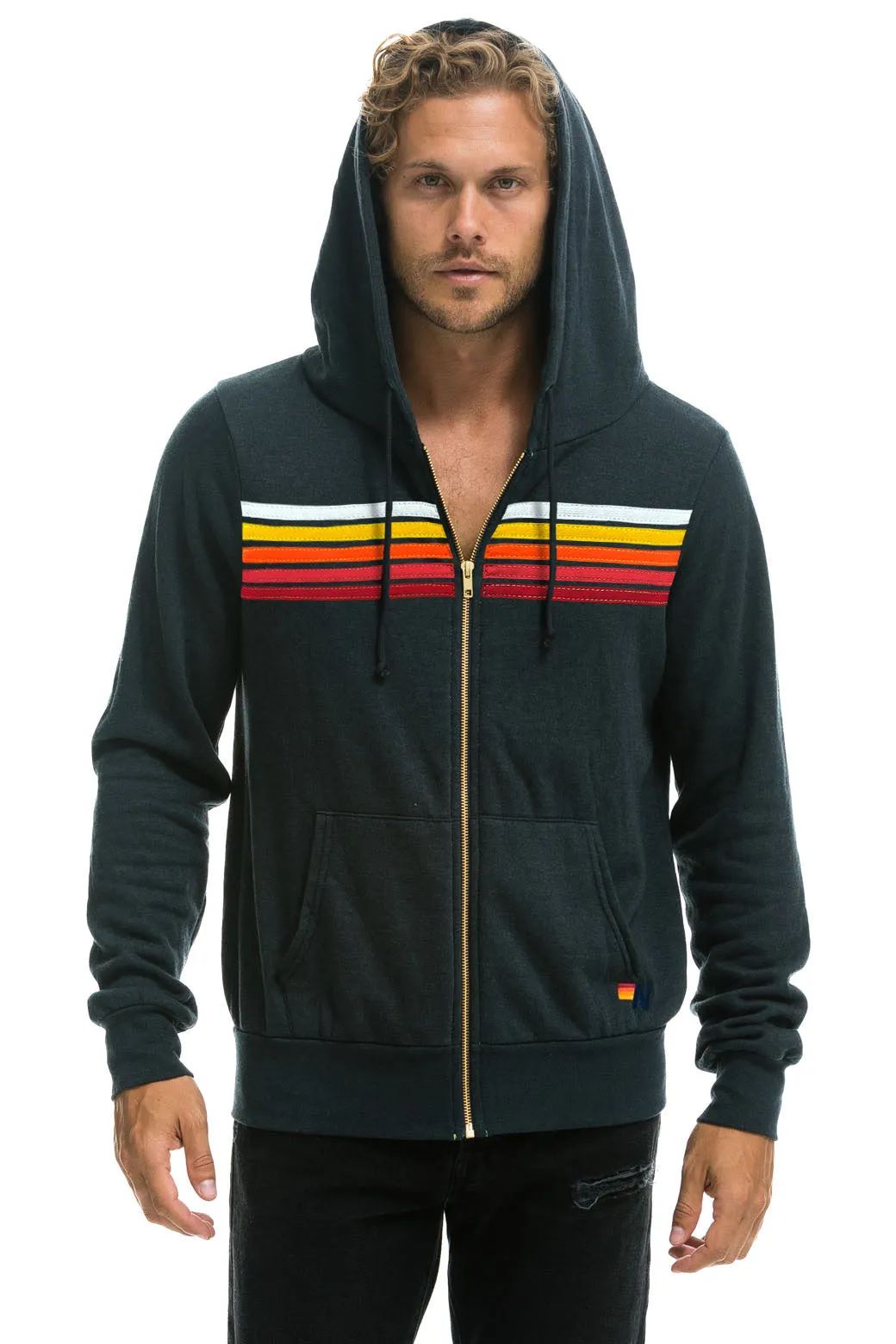 5 STRIPE HOODIE - CHARCOAL // RAINBOW WHITE sold by Aviator Nation product image thumbnail 2
