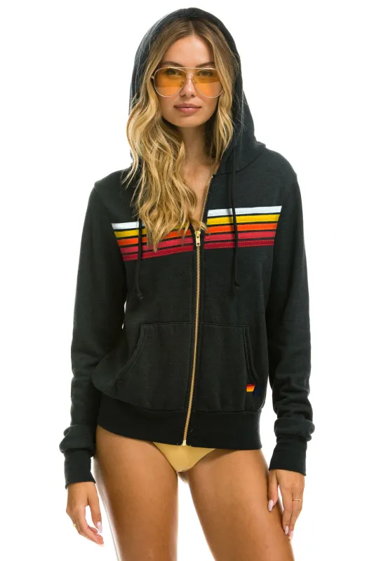 5 STRIPE HOODIE - CHARCOAL // RAINBOW WHITE sold by Aviator Nation