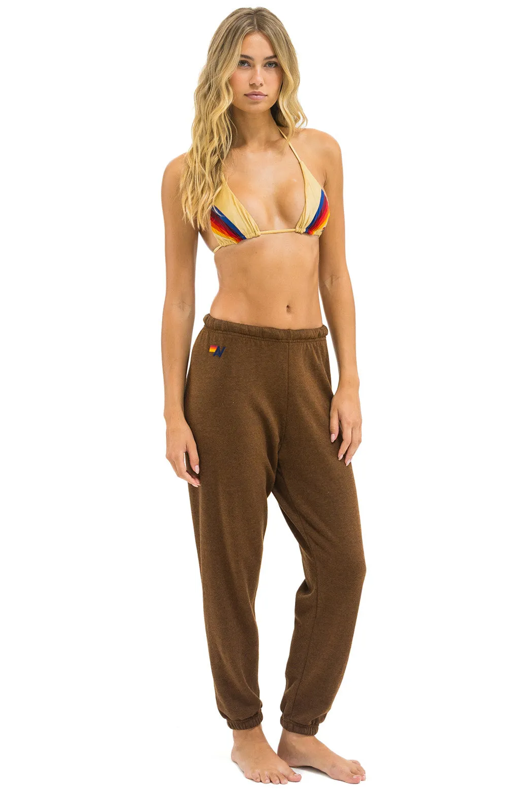 5 STRIPE SWEATPANTS - CHOCOLATE // RAINBOW WHITE sold by Aviator Nation product image thumbnail 4