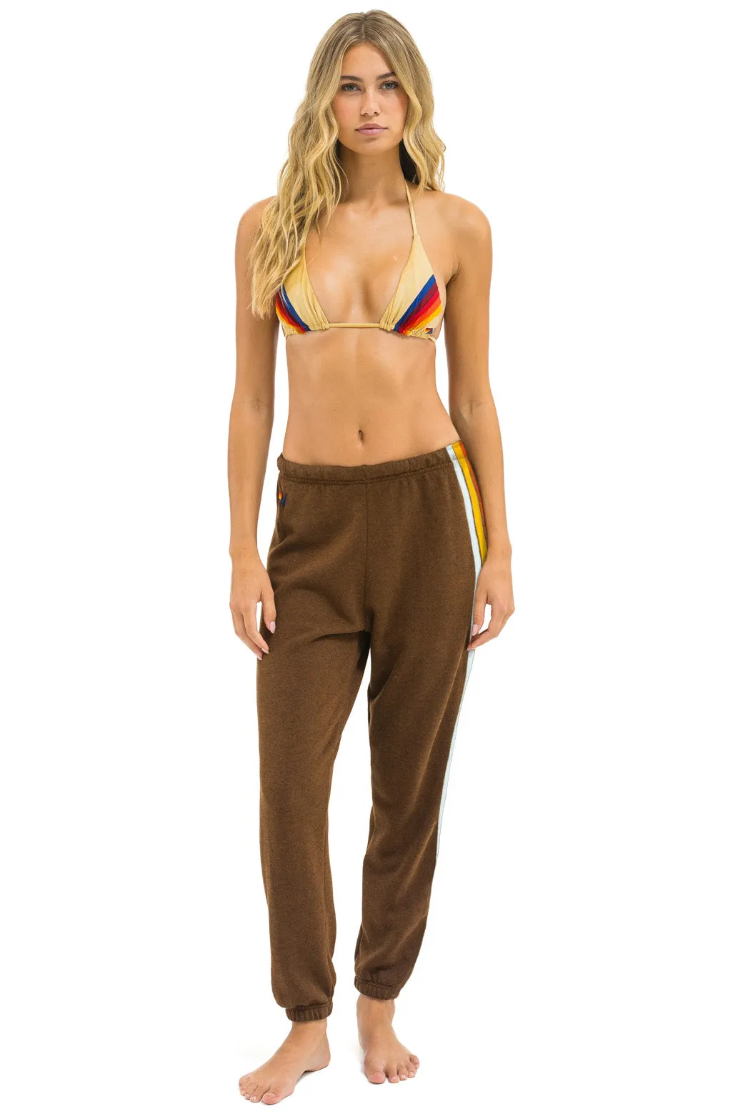 5 STRIPE SWEATPANTS - CHOCOLATE // RAINBOW WHITE sold by Aviator Nation product image thumbnail 2