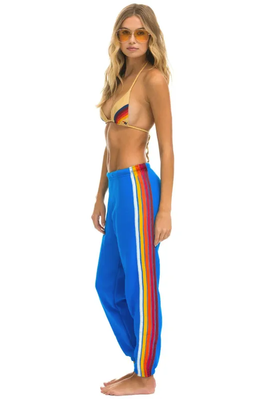 5 STRIPE SWEATPANTS - ADVENTURE BLUE // RAINBOW WHITE sold by Aviator Nation