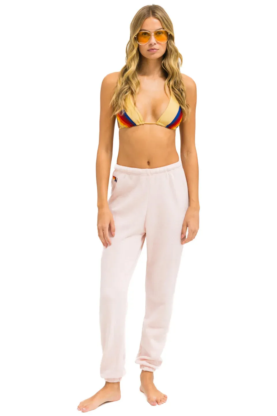 5 STRIPE SWEATPANTS - LIGHT PINK // RAINBOW WHITE sold by Aviator Nation product image thumbnail 2