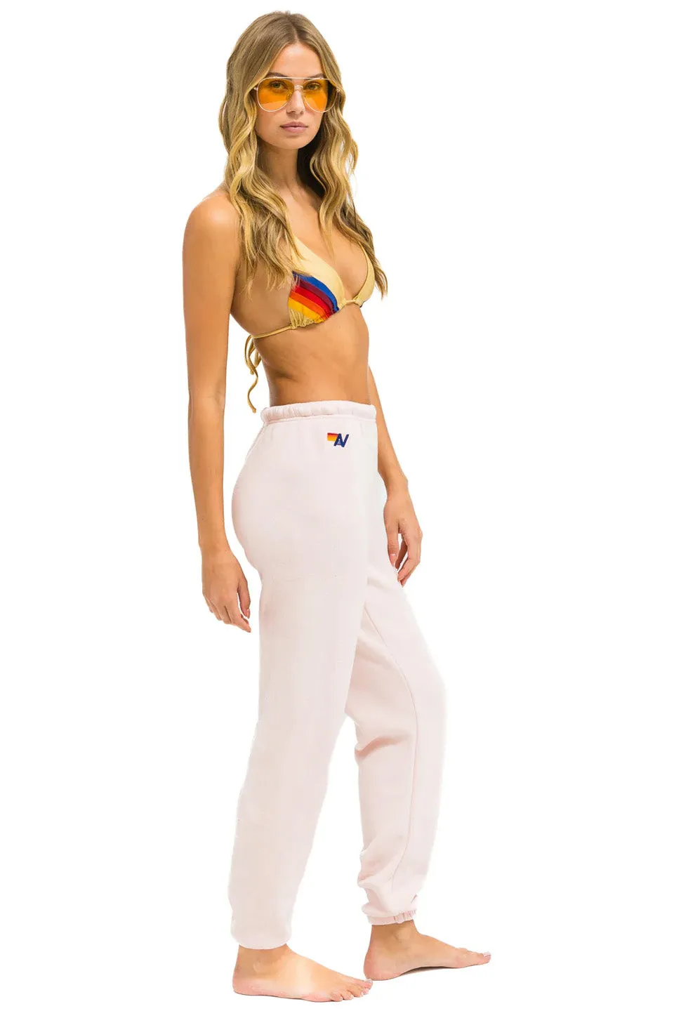 5 STRIPE SWEATPANTS - LIGHT PINK // RAINBOW WHITE sold by Aviator Nation product image thumbnail 3