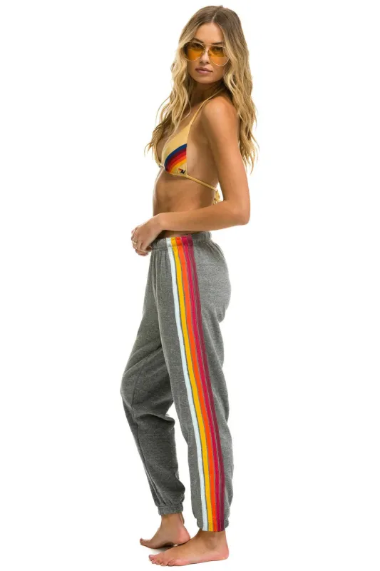 5 STRIPE SWEATPANTS - HEATHER // RAINBOW WHITE sold by Aviator Nation