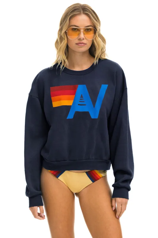 LOGO RELAXED CREW SWEATSHIRT - NAVY sold by Aviator Nation