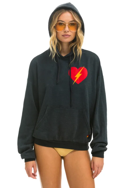 BOLT HEART PULLOVER RELAXED HOODIE - CHARCOAL sold by Aviator Nation