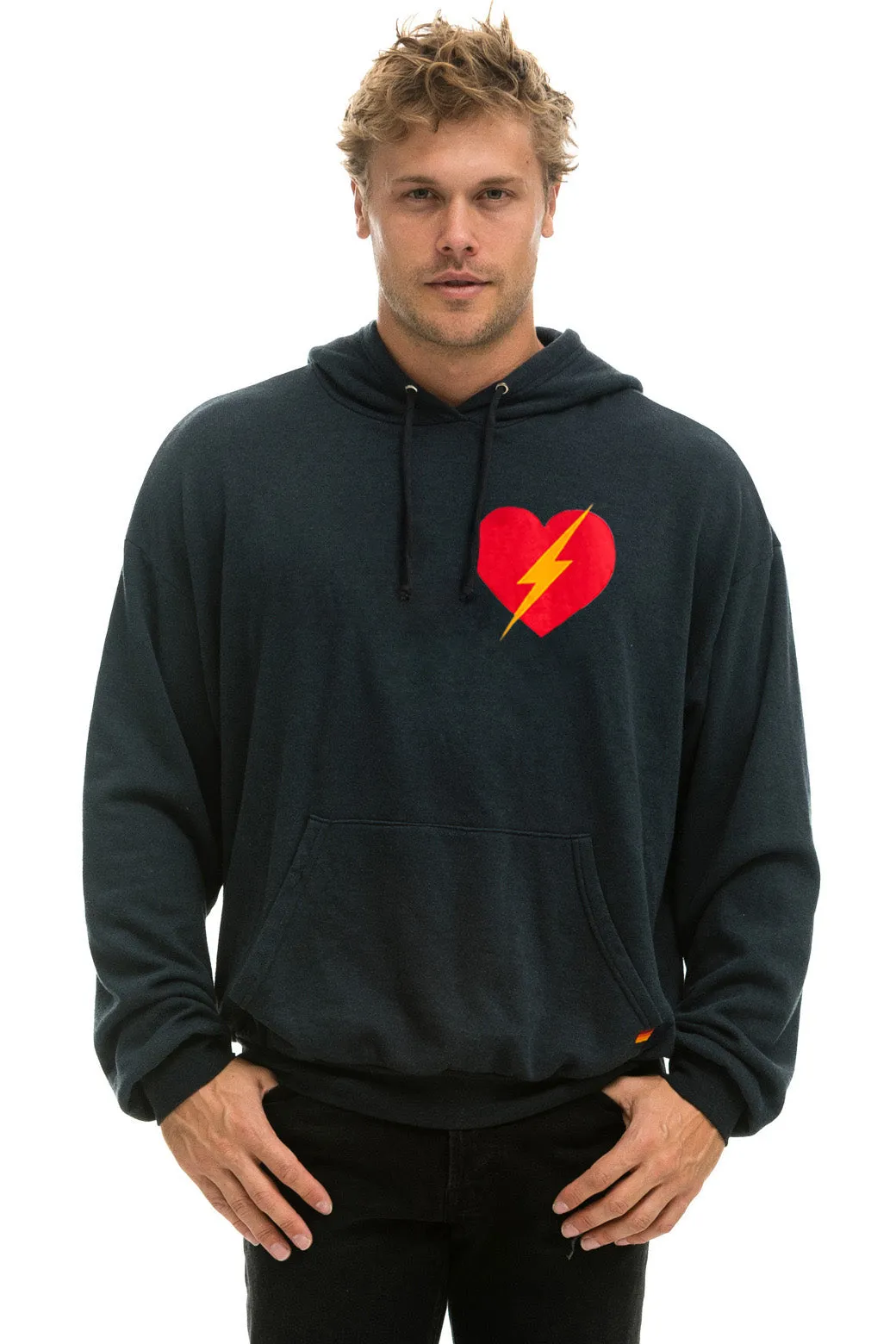 BOLT HEART PULLOVER RELAXED HOODIE - CHARCOAL sold by Aviator Nation product image thumbnail 2