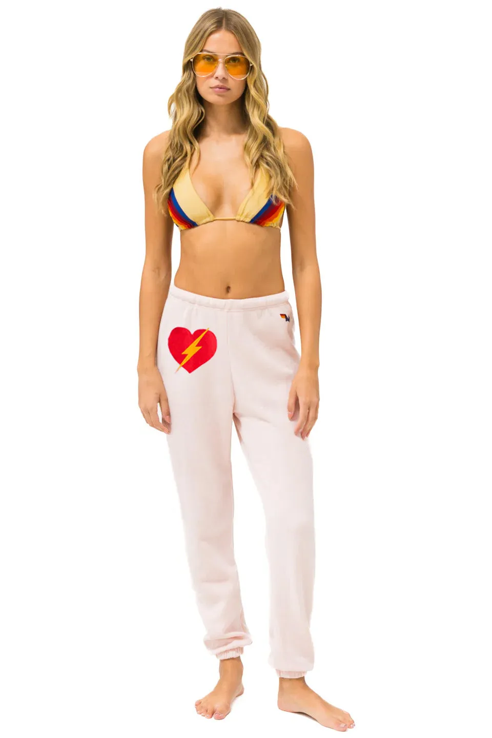 BOLT HEART SWEATPANTS - LIGHT PINK sold by Aviator Nation