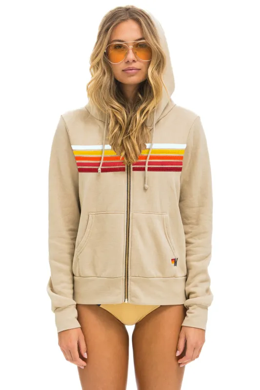 5 STRIPE HOODIE - SAND // RAINBOW WHITE sold by Aviator Nation