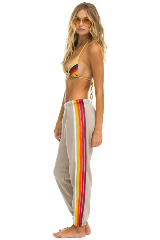 5 STRIPE SWEATPANTS - SAND // RAINBOW WHITE sold by Aviator Nation