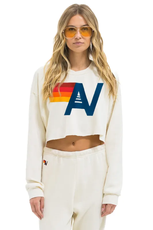 LOGO CROPPED CREW SWEATSHIRT RELAXED - VINTAGE WHITE sold by Aviator Nation