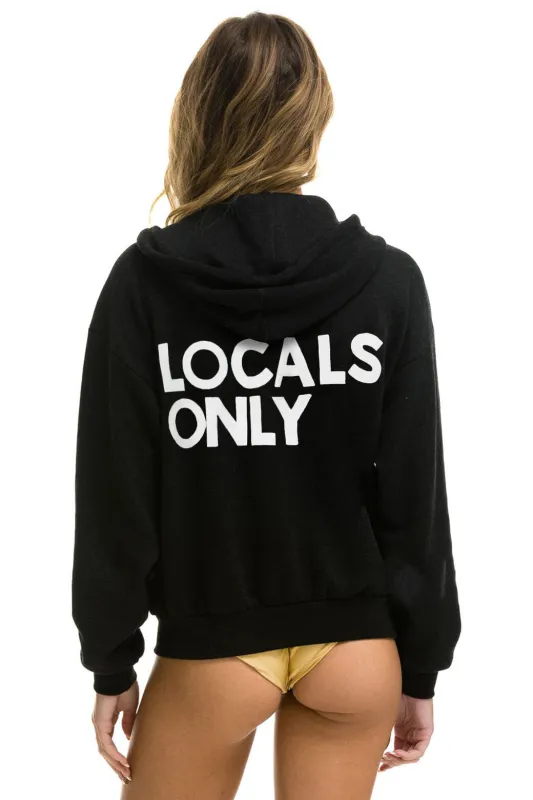 LOCALS ONLY RELAXED ZIP HOODIE - BLACK sold by Aviator Nation