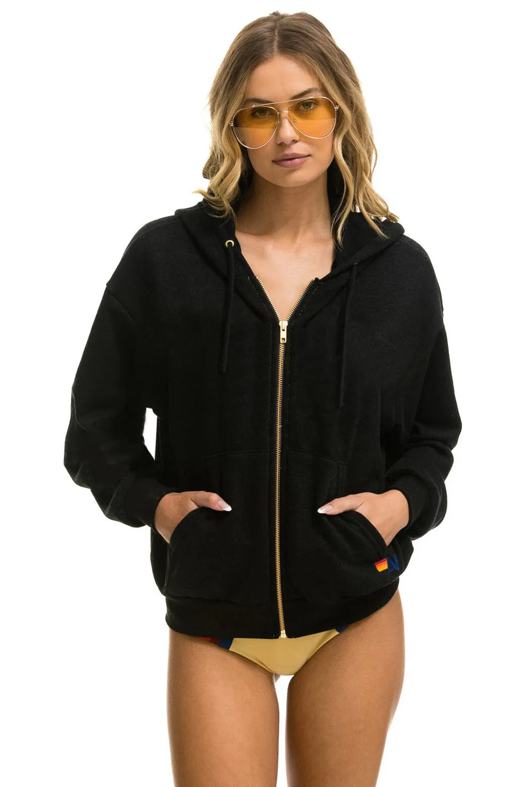 LOCALS ONLY RELAXED ZIP HOODIE - BLACK sold by Aviator Nation product image thumbnail 2