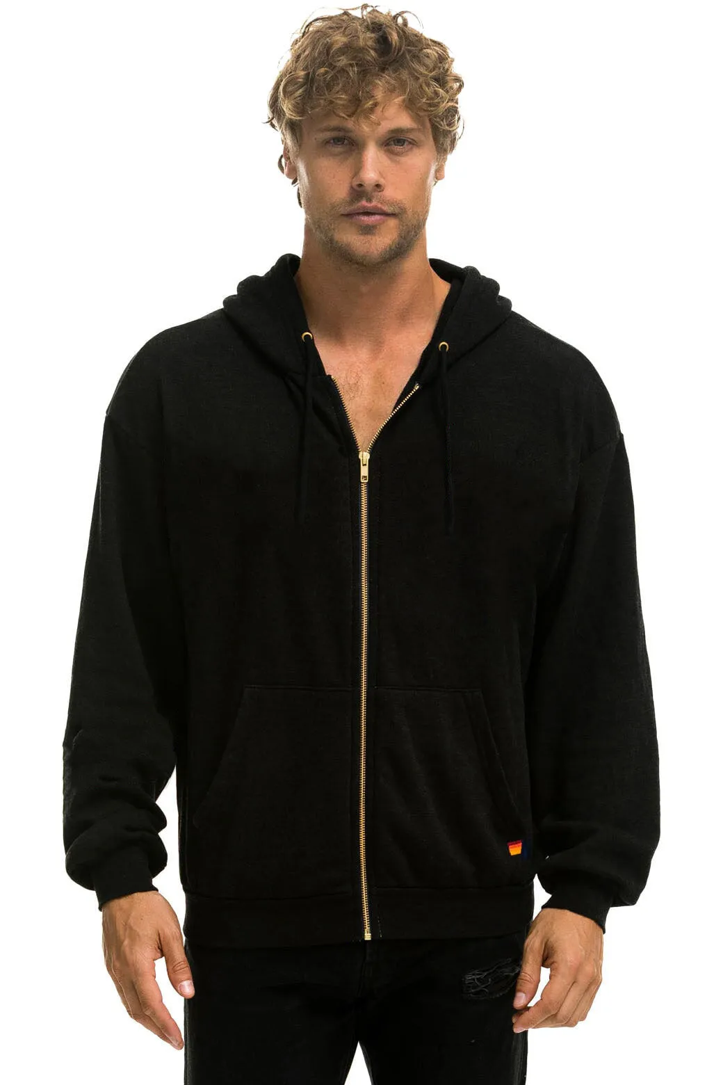 LOCALS ONLY RELAXED ZIP HOODIE - BLACK sold by Aviator Nation product image thumbnail 4