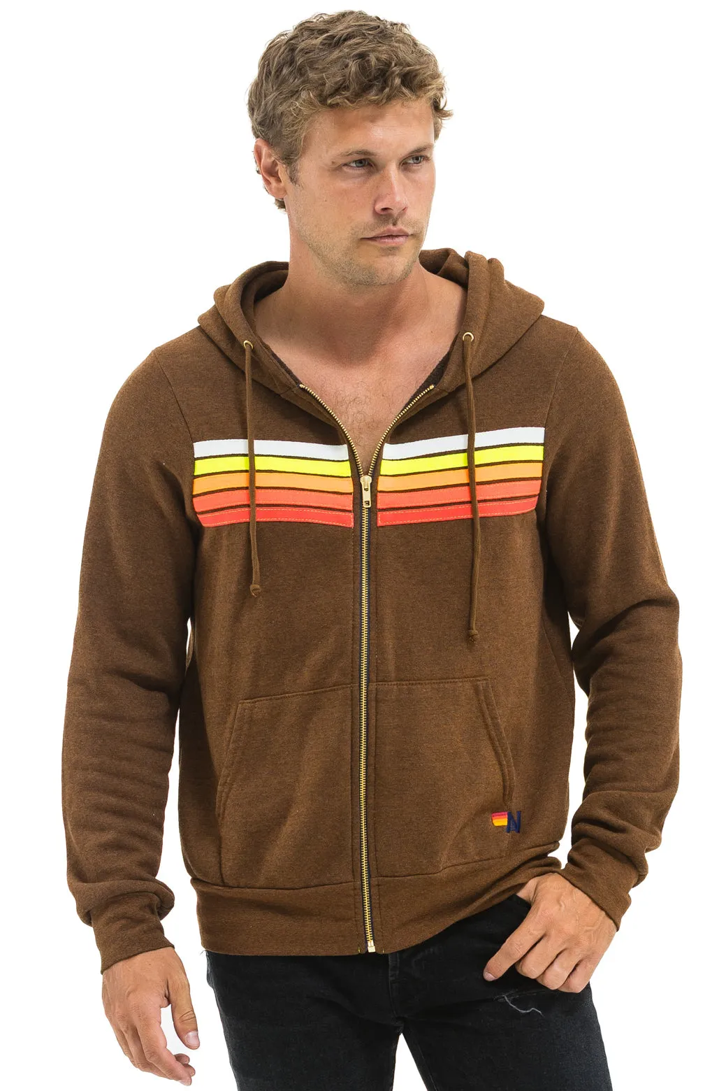 5 STRIPE HOODIE - CHOCOLATE // WHITE NEON sold by Aviator Nation product image thumbnail 4