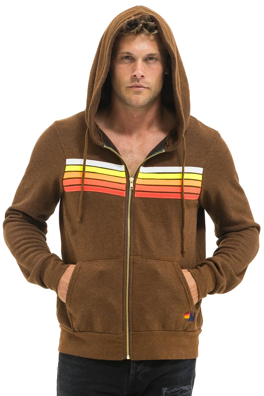 5 STRIPE HOODIE - CHOCOLATE // WHITE NEON sold by Aviator Nation product image thumbnail 2