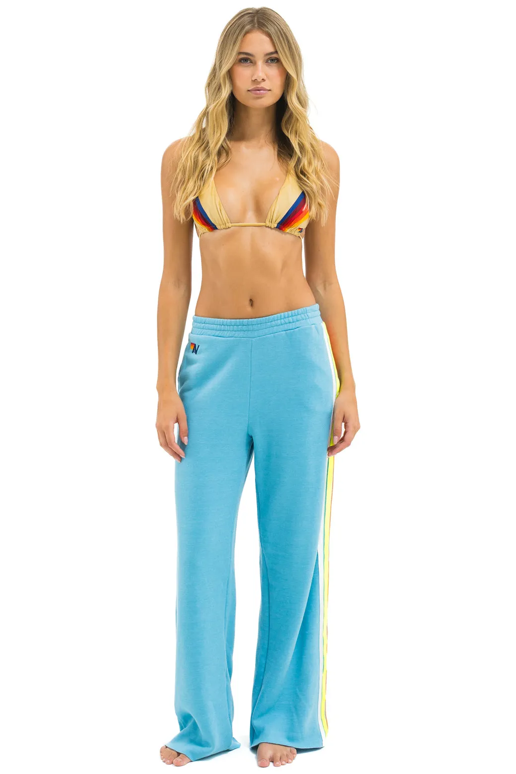 5 STRIPE WIDE LEG POCKET SWEATPANTS - AQUA // WHITE NEON sold by Aviator Nation product image thumbnail 2