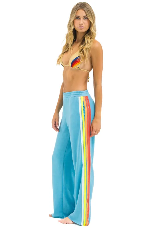 5 STRIPE WIDE LEG POCKET SWEATPANTS - AQUA // WHITE NEON sold by Aviator Nation
