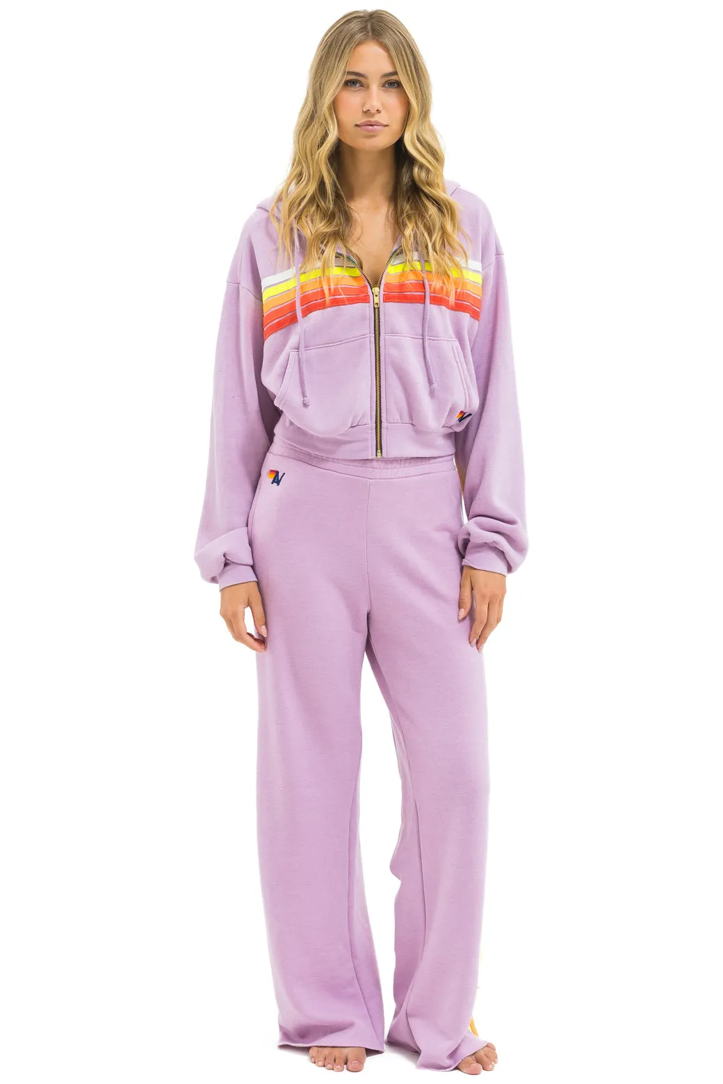 5 STRIPE WIDE LEG POCKET SWEATPANTS - MAUVE // WHITE NEON sold by Aviator Nation product image thumbnail 5