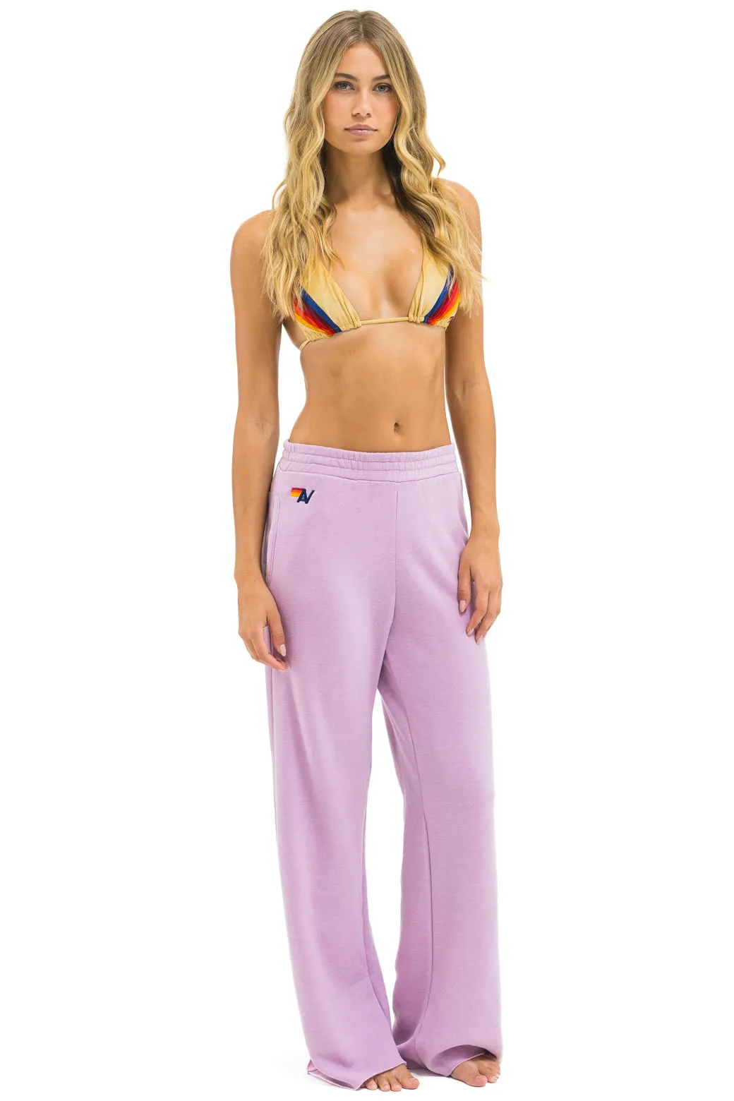 5 STRIPE WIDE LEG POCKET SWEATPANTS - MAUVE // WHITE NEON sold by Aviator Nation product image thumbnail 2